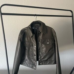 Zara Cropped Black Leather Jacket